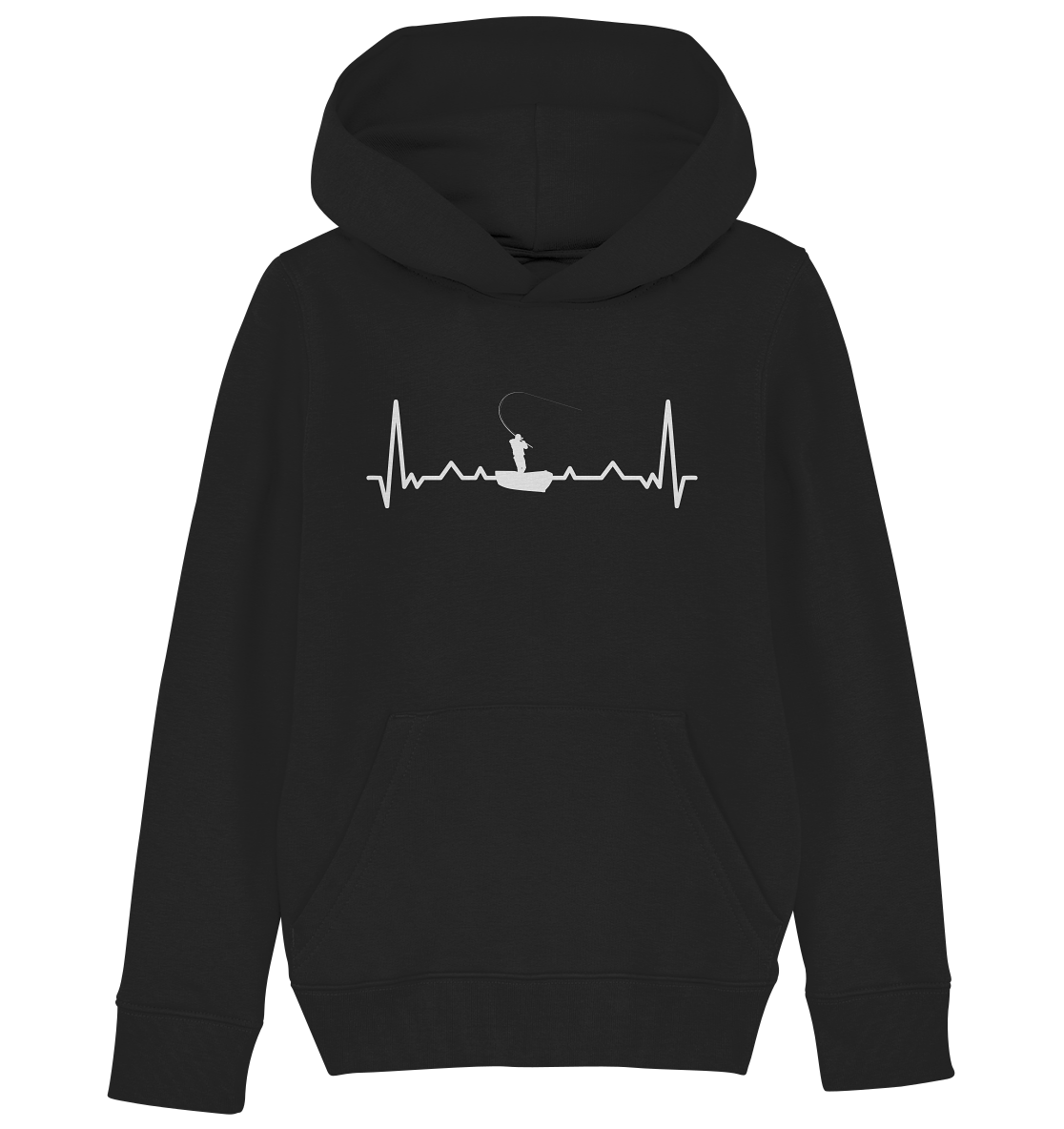 Herzschlag Angeln - Kinder Bio Hoodie