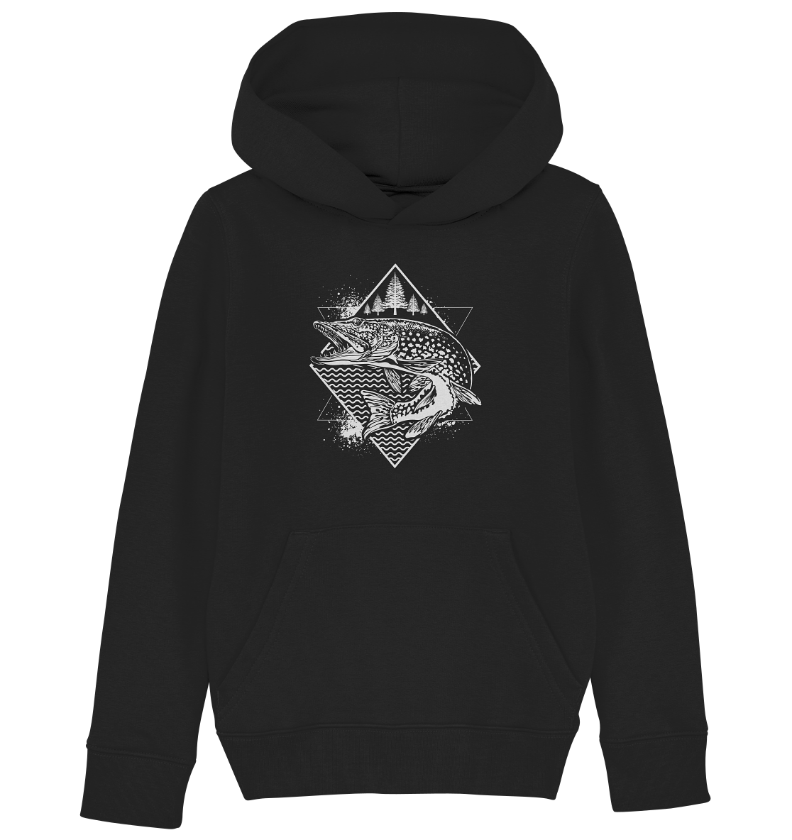 Hecht geometrisch - Kinder Bio Hoodie