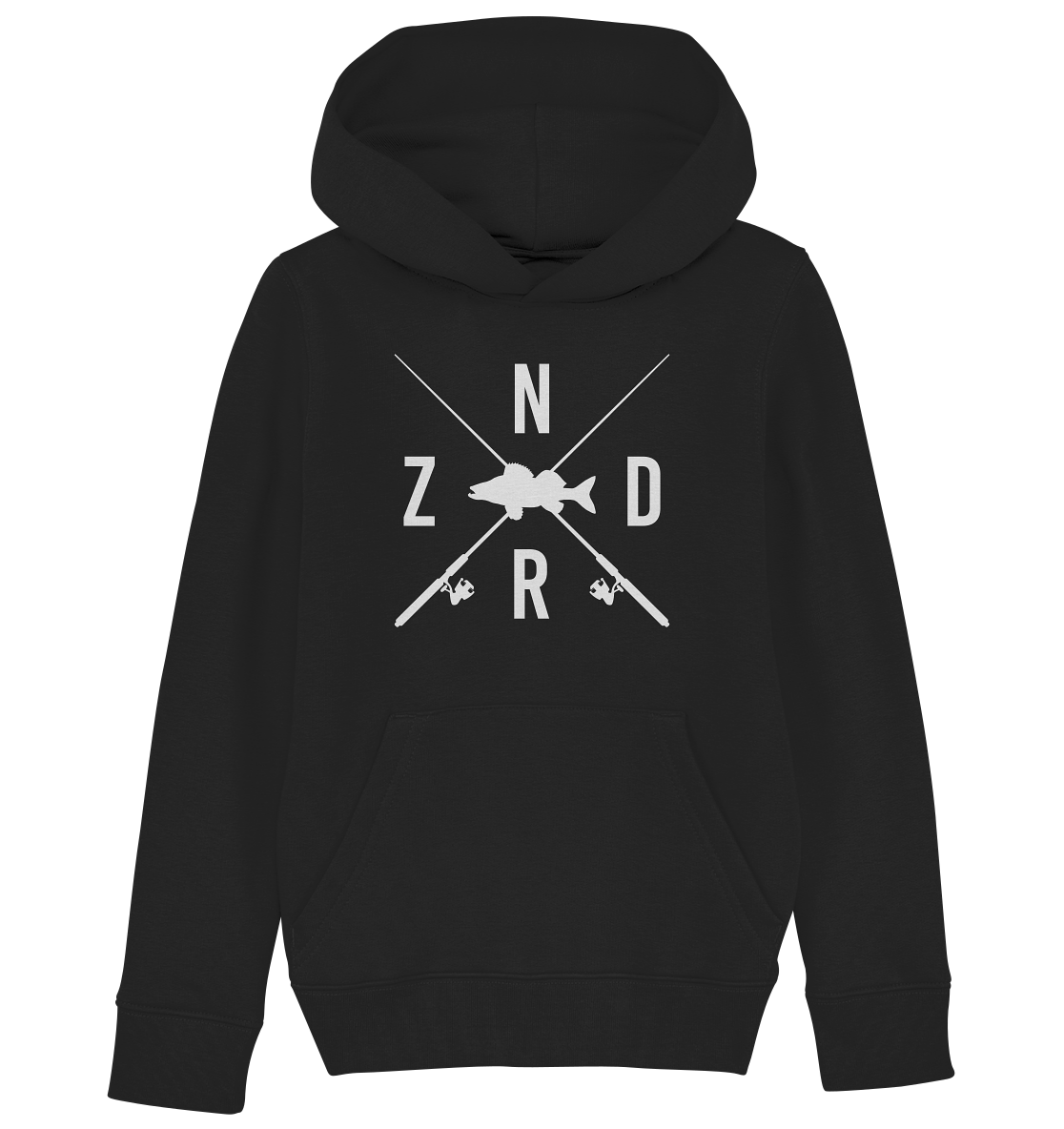 Zander gekreuzte Ruten - Kinder Bio Hoodie