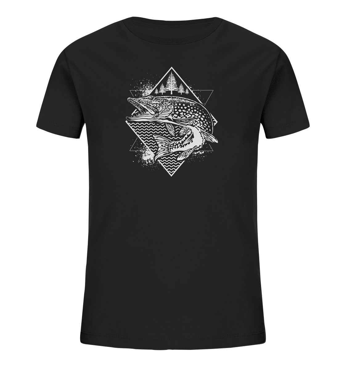 Hecht geometrisch - Kinder Bio T-Shirt