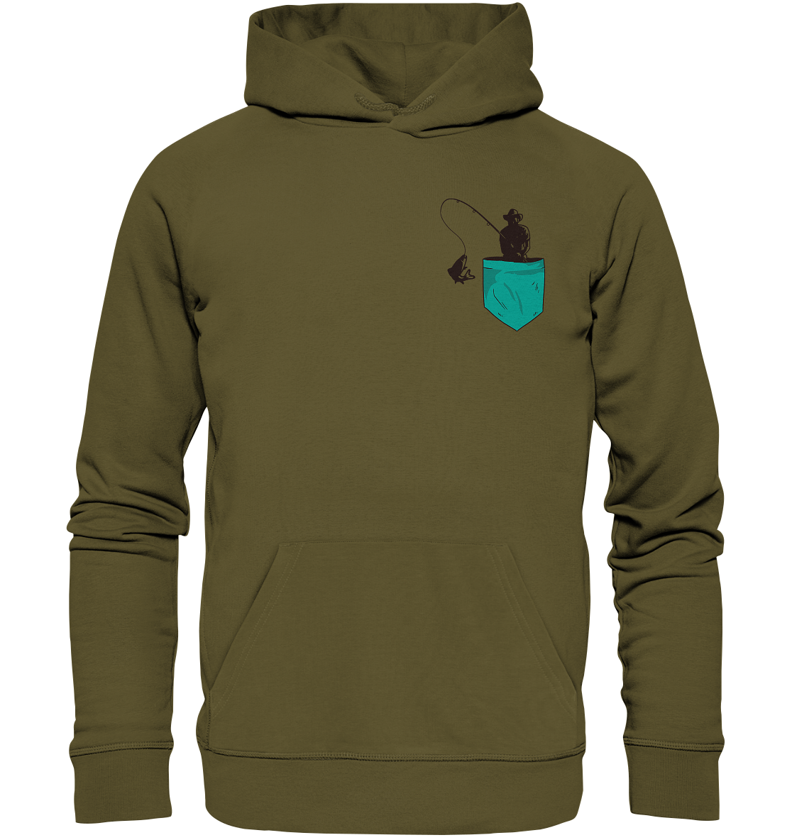 Angler in der Brusttasche - Premium Bio Hoodie