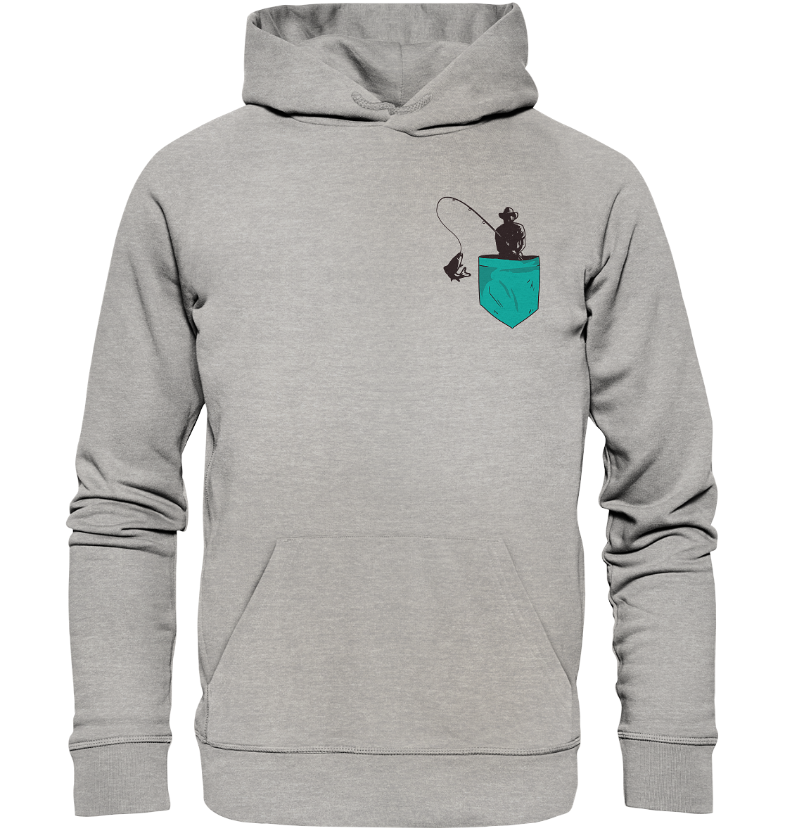 Angler in der Brusttasche - Premium Bio Hoodie